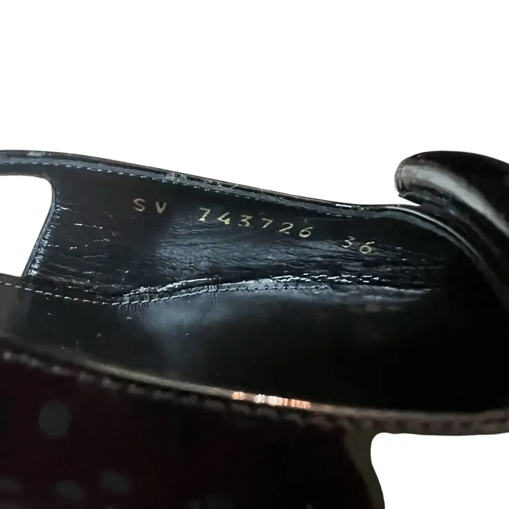 Saint Laurent Tom Slingback Pump 60 Black Patent Leather Kitten NEW EU 36 US 6 - Picture 13 of 14